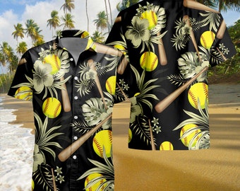 Softball Hawaiian Shirt, Baseball Lover Shirt, Retro Hawaii, Hawaii Shirt,3D Hawaiian Aloha Shirt,Hawaii Shirt for Men and Women