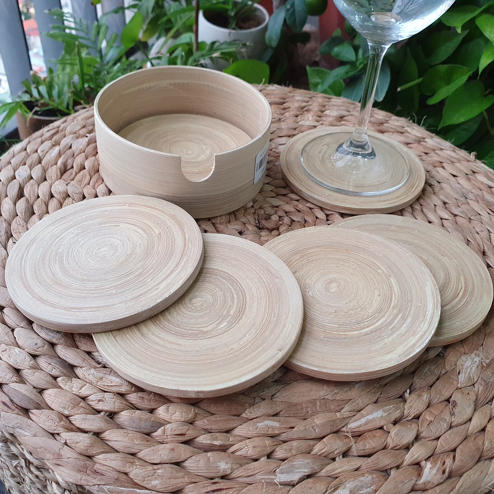 Natural Coaster Set Set of 6 Minimalist Ecofriendly Round Etsy