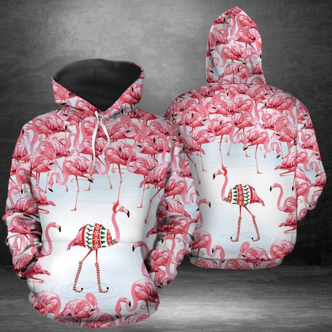 Unisex Christmas Flamingo Sweatshirt Hoodie, Flamingo Hoodie, Flamingo