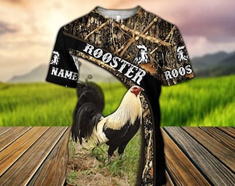 Personalized King Rooster T-shirt, Custom Name King Rooster Shirt, Gift For Rooster Lovers, Father&#39;s Day Gift, Rooster Shirt For Him