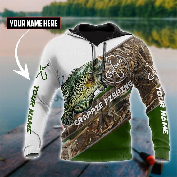 Personalized Unisex Novelty Hoodie Crappie Fishing Pullover Sweatshirt,  Crappie Fishing Hoodies With Front Pocket Gift for Men and Women 