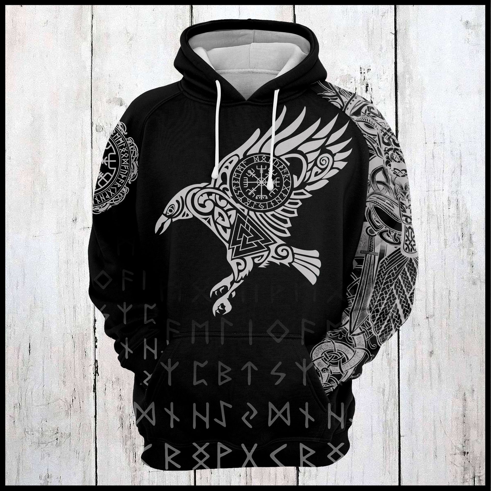 Unisex Viking The Raven Of Odin Hoodie, Viking Hoodie,  Viking Shirt, Raven Of Odin Shirt