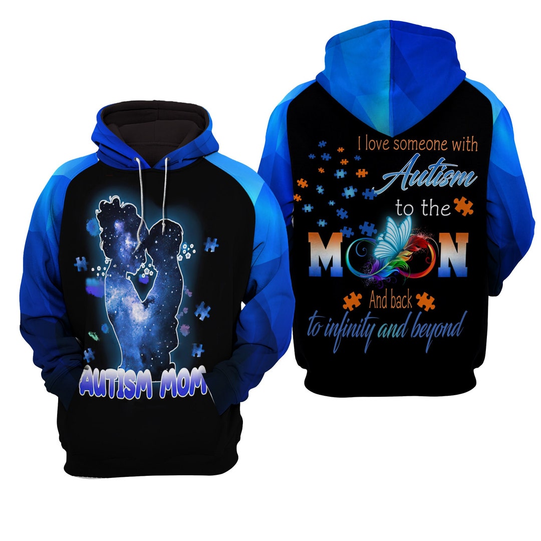 Unisex Novelty Hoodies 3D Printed Autism Mom Pullover Sweatshirt
