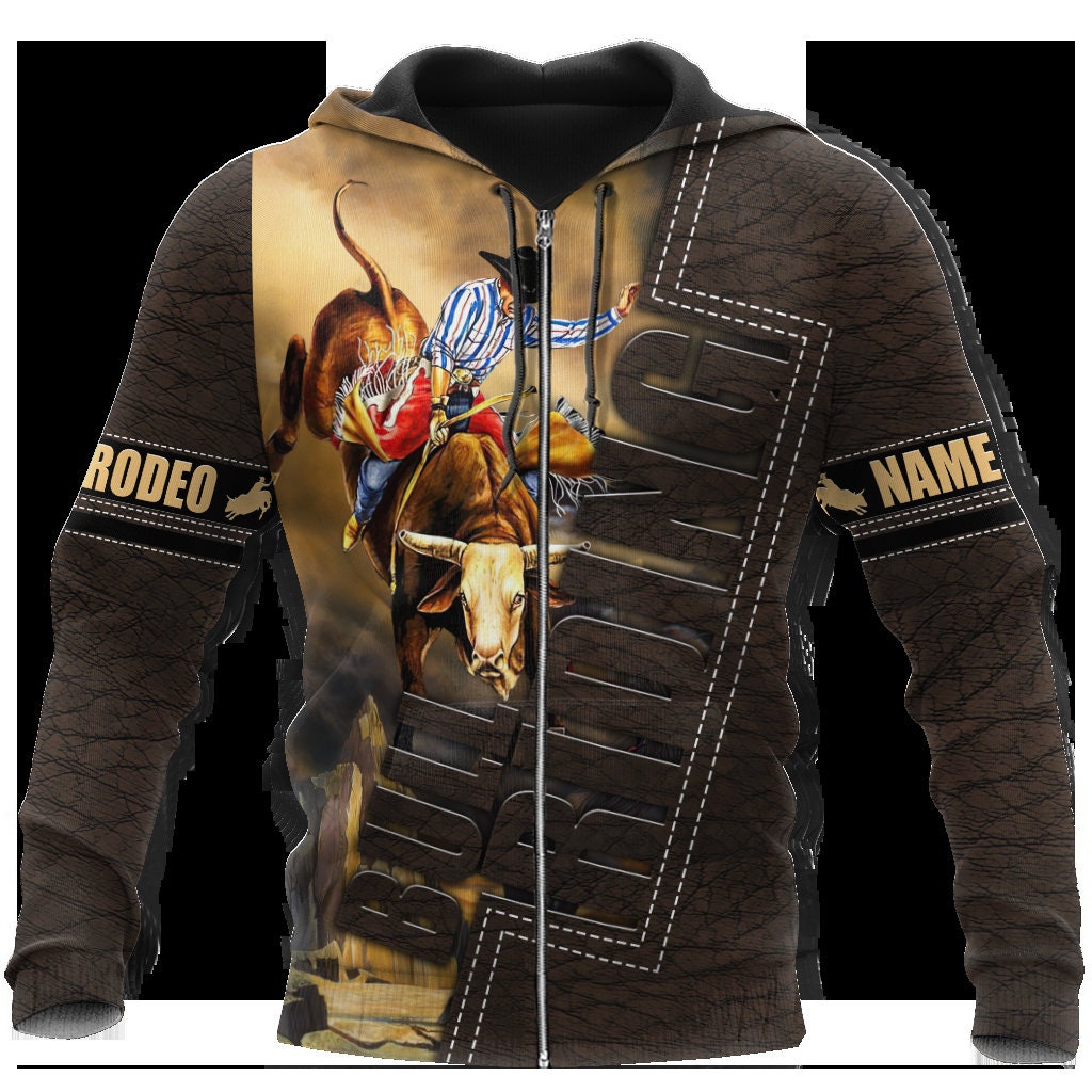 Personalized Unisex Novelty Hoodies Bull Riding Pullover , Bull Riding Hoodies