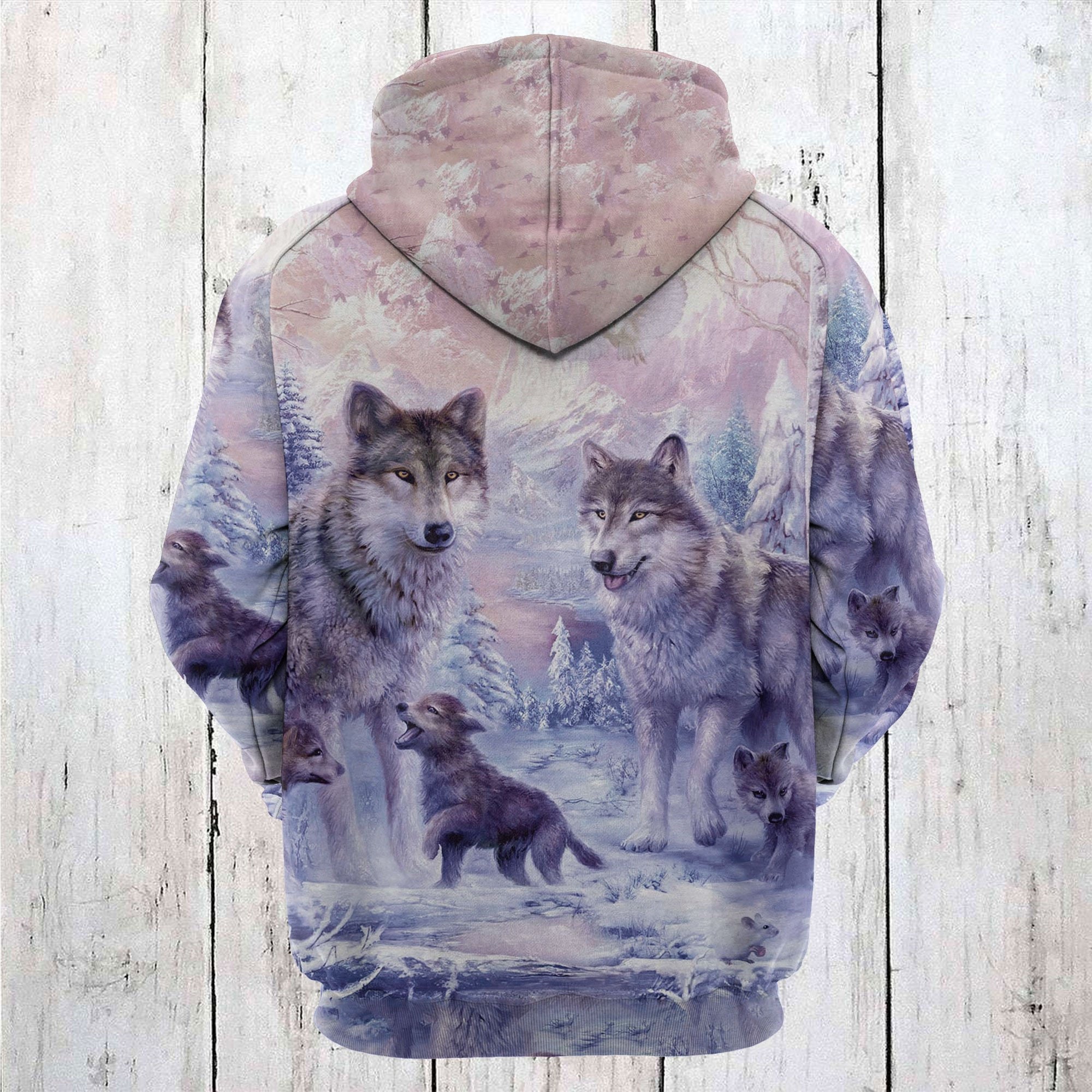 Unisex Wolf Family Winter Hoodie, Animal Gift, Wolf Gift