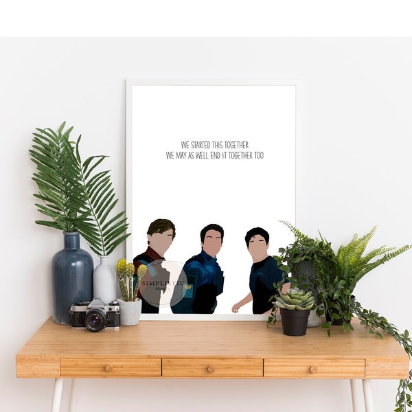 Maze Runner Print, Dylan O'Brien, Thomas Brodie Sangster, Maze Runner Impression numérique Illustration Poster