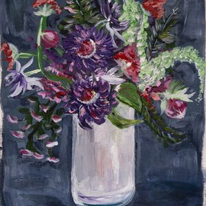 Violet Floral Acrylic Painting