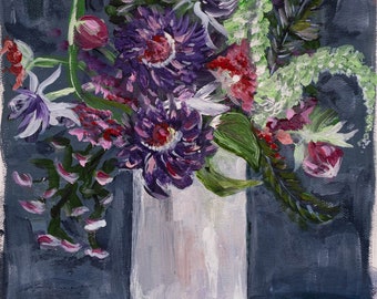Pittura acrilica floreale viola