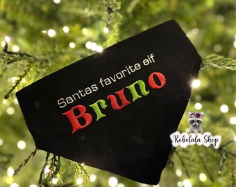 Holiday personalized dog bandanna double sided