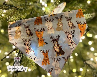 Holiday festive dog bandanna with Embroidery