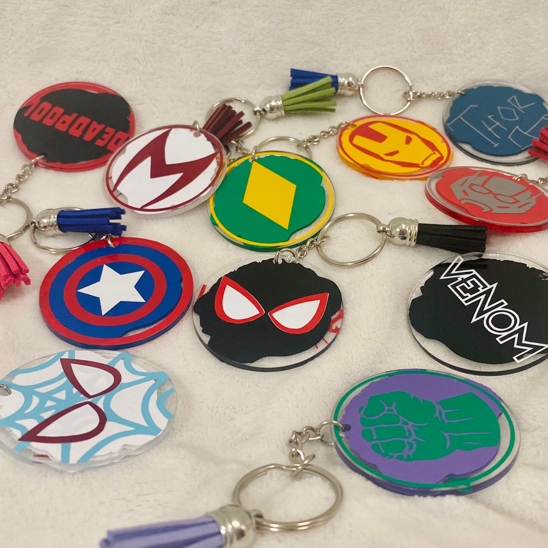 Marvel Superhero Keychains, Double Sided Superhero Keychain, Marvel Heros Keychain, Acrylic