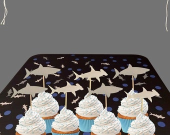 Shark Cupcake Toppers/  Shark Baby Shower/ Shark Birthday Party