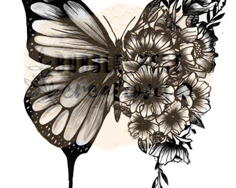 Free Free 123 Tattoo Half Butterfly Half Flower Svg SVG PNG EPS DXF File