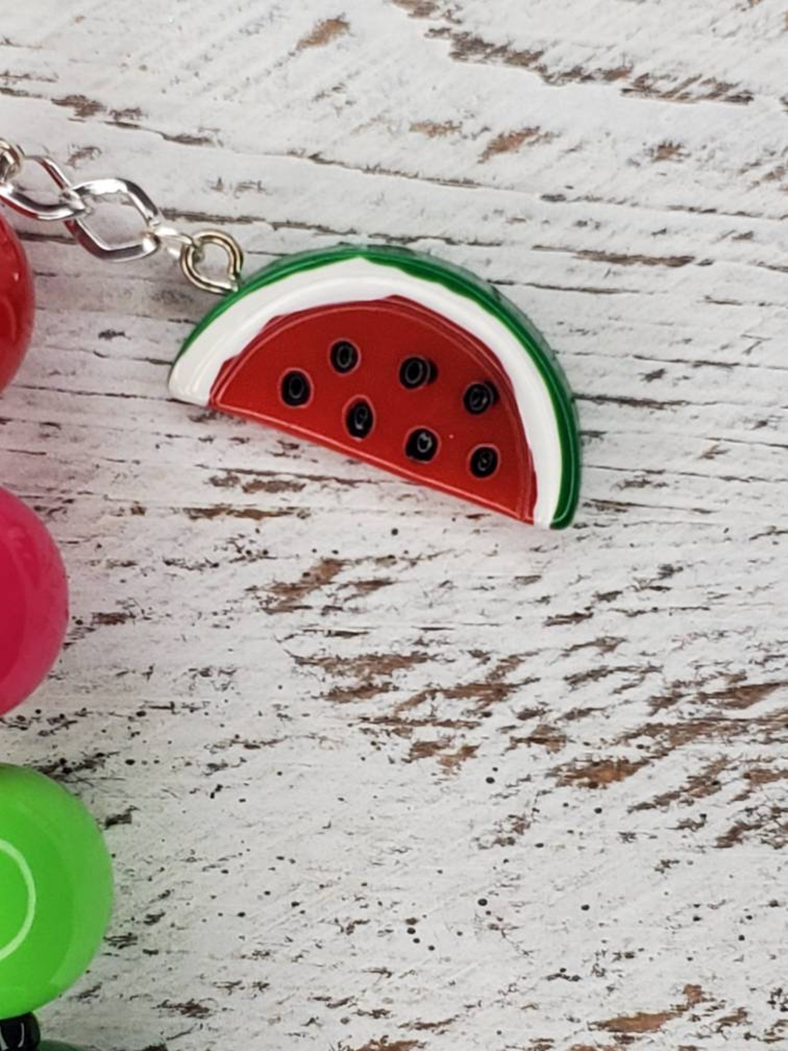 Watermelon Keychain Bubble Gum Bead Chunky Key Ring Etsy
