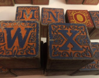 antique wooden alphabet blocks