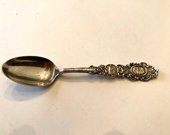 Eagle pre-owned stem on Silver Plated Souvenir Spoon top Columbus with Bust