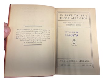 Vintage 1920s Poe Short Stories Book: The Modern Library Edition