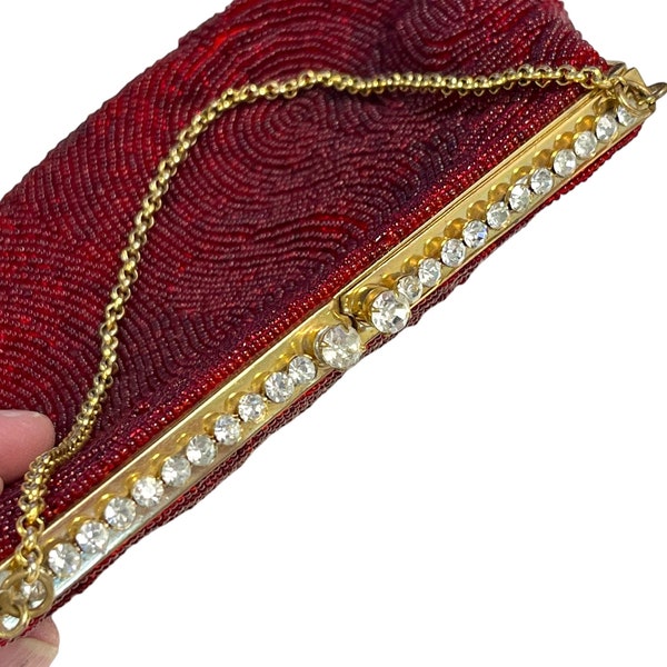 Vintage Jolles Red Beaded Evening Bag