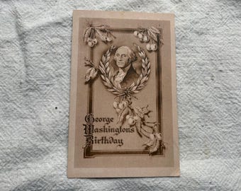 George Washingtons Birthday Vintage Postcard | Patriotic Collectible