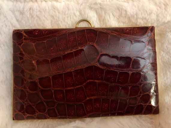 Vintage alligator compact purse