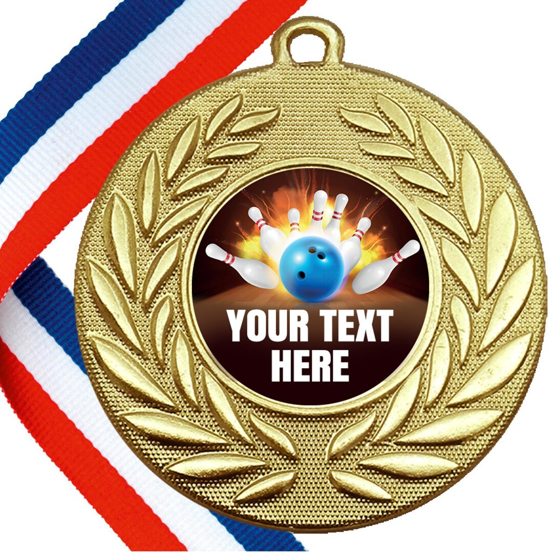 10 X Personalised Bowling Medals on Ribbons FULLY ASSEMBLED Available ...