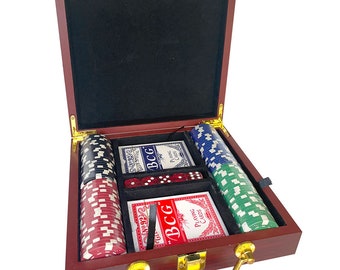 Personalised Poker Set in Engraved Presentation Box -Blackjack Casino