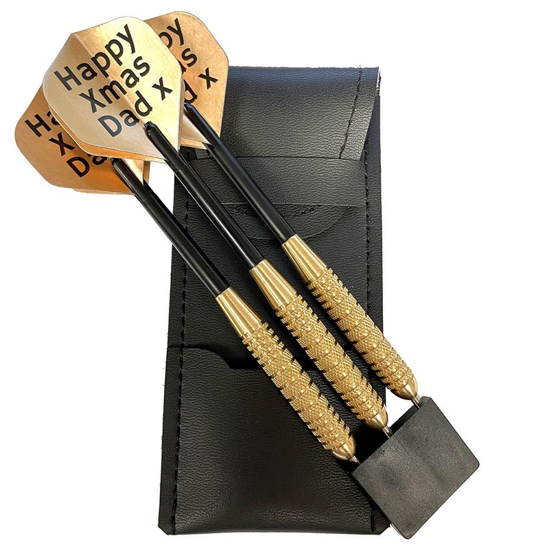 Personalised Darts Gift Set With Custom Gold Dart Flights Etsy UK