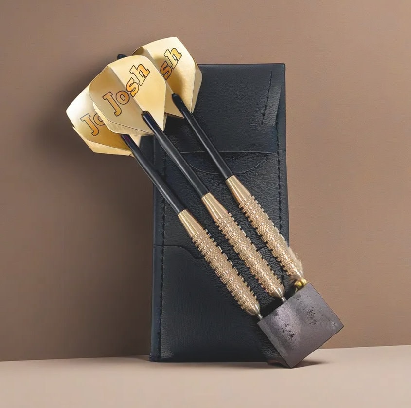 Personalised Darts Gift Set With Custom Gold Dart Flights Etsy UK