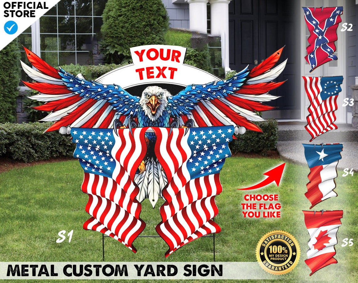 Custom America Flag Metal Yard Sign US State Yard Sign Sign Etsy