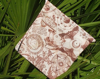 Mystic Print Drawstring Bag: Tarot, Runes, Crystals