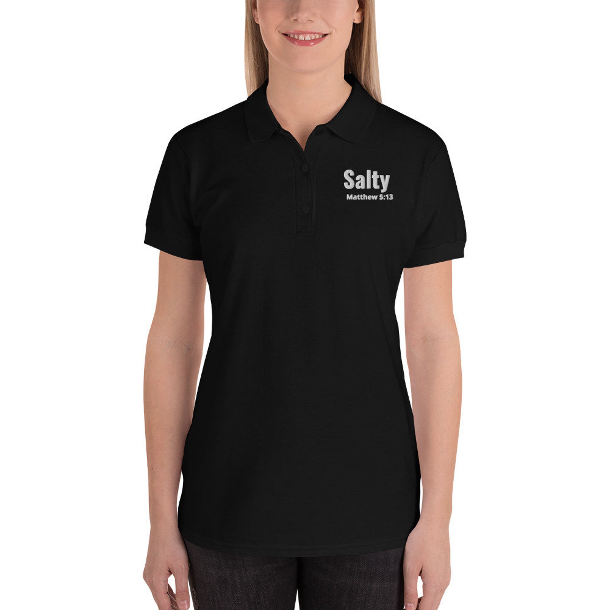 Discover Salty Matthew 5:13 Embroidered Women's Polo Shirt