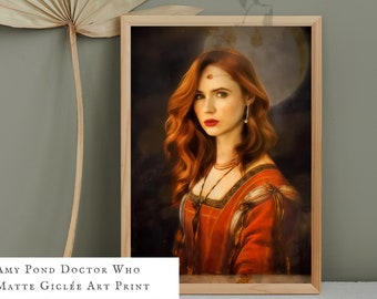 Amy Pond • Doctor Who • Karen Gillan • Oil Painting • Vintage • Altered Art • Art Print • Floral Painting • Tardis • Renaissance Art