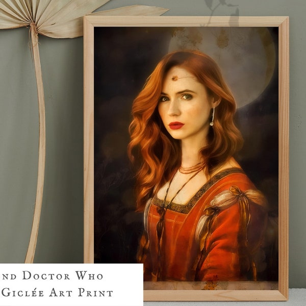 Amy Pond • Doctor Who • Karen Gillan • Oil Painting • Vintage • Altered Art • Art Print • Floral Painting • Tardis • Renaissance Art