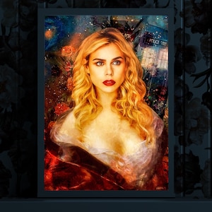 Rose Tyler • Doctor Who • Billie Piper • Oil Painting • Vintage • Altered Art • Art Print  • Tardis • Unique Gifts • Dark Floral • Fanart