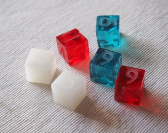 6d6 (Red, White & Blue) set - 6 handmade rpg dice (free shipping)