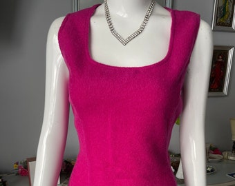 90s United Colors of Benetton Barbie Hot Pink Wool Mini Dress