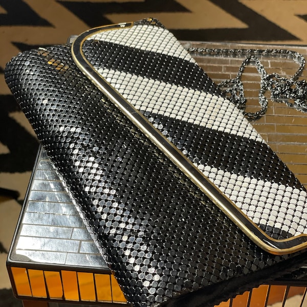 New Wave Punk Striped 80s Metal Mesh Purse