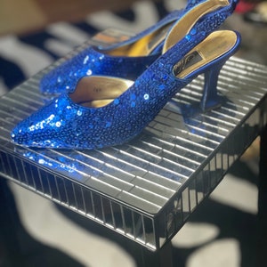 Petits talons bleus à paillettes des années 1980 et 1990