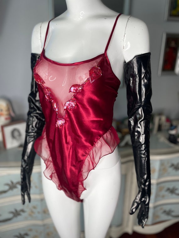 Victorias Secret Gold Label Burgundy Sheer Linger… - image 4