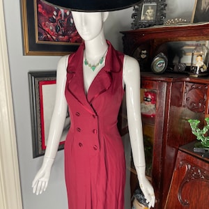 VTG Burgundy Wine Double-Breasted Pantsuit