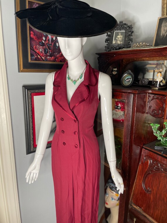 VTG Burgundy Wine Double-Breasted Pantsuit