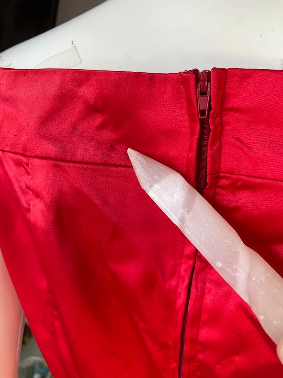 Red Satin Fringe Wiggle Dress Vintage 60s - image 6