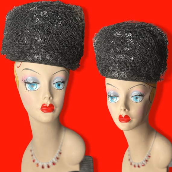 1960s VTG Christian Dior Designer Chapeaux Hat Bl… - image 1