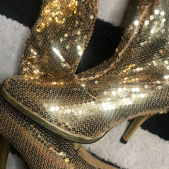 Gold Sequin Over-the-Knee Thigh High Boots Colin S
