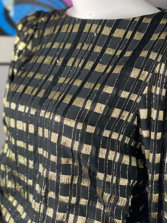 Vintage 80s Rimini Gold and Black Metallic Blouse - image 5