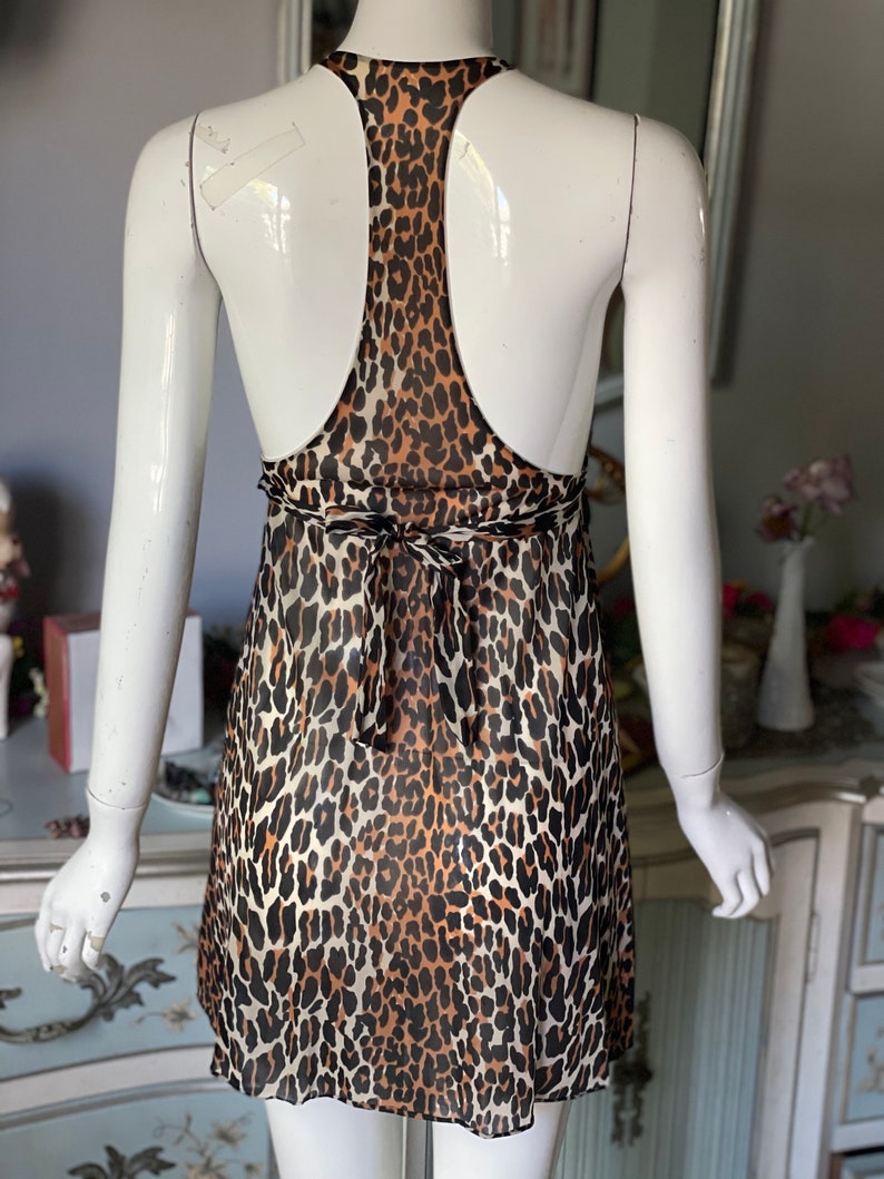 Vintage 60s/70s Nylon Leopard Babydoll Dress Nightie image 5