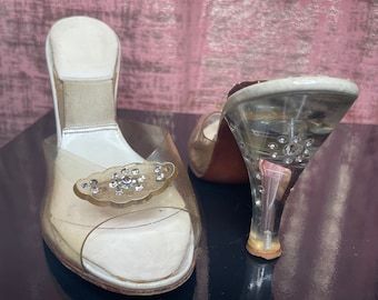 1950s Lucite Rhinestone Cinderella Springolator Heels