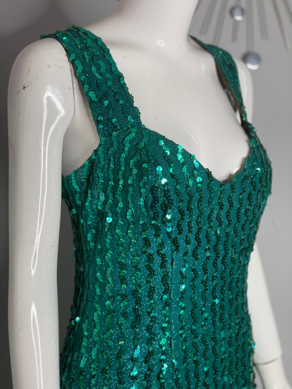 Sparkling Sequin Floor Length Glittery Green Gown - image 5