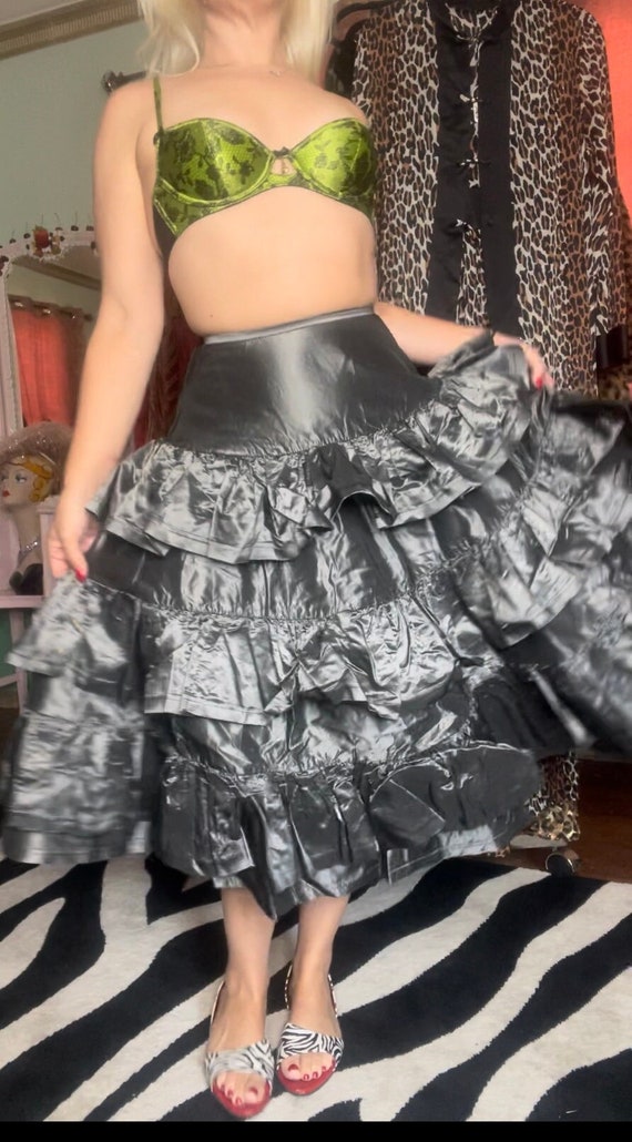 Betsey Johnson Punk Label Gun Metal Tiered Skirt