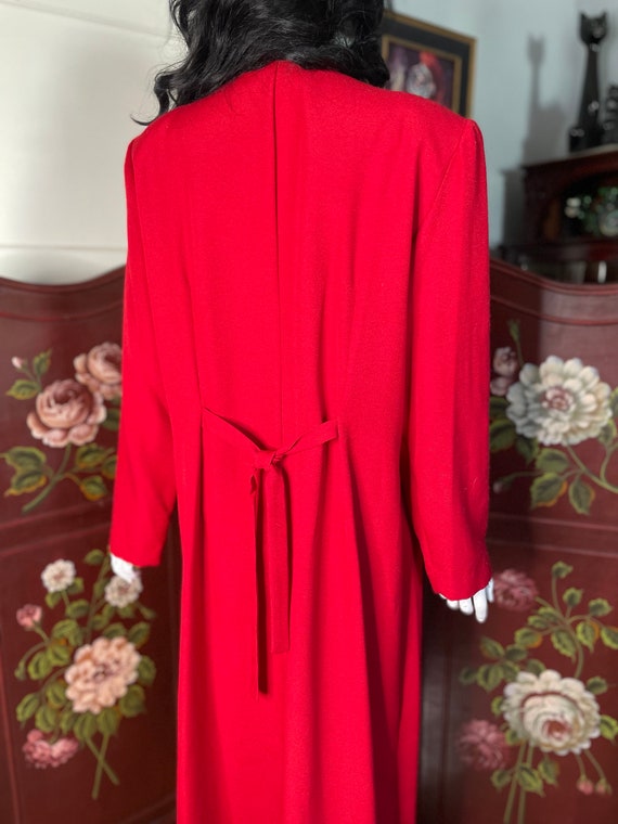 Red 1930s Style Coat with Black Velvet Buttons an… - image 2